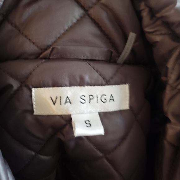Via Spiga Women's Diamond Quilted Mid-Length Winter Jacket with Attached…